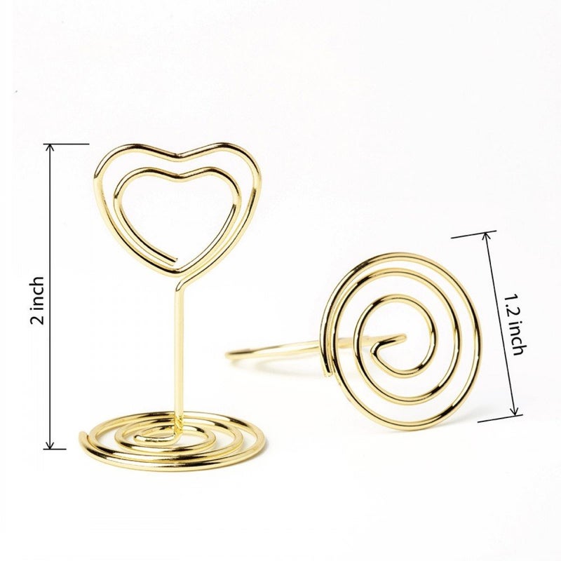 Jofefe 20PCS Mini Table Number Holders, Heart Shaped Place Card Holder, Premium Photo Holders for Tables, Table Sign Holders Card Stands Menu Clips for Wedding Valentine's Day Table Decor, Gold - Image 4